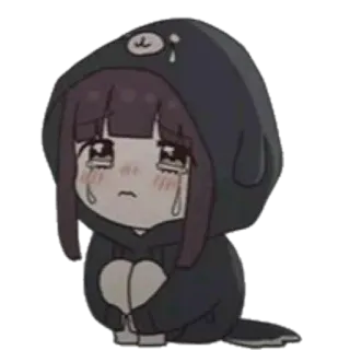🍄 05b38b69 Anime, Pleurs, Triste, Fille, Chibi, Kawaii whatsapp sticker