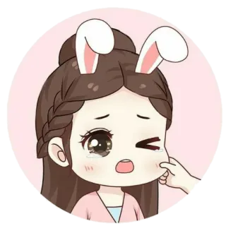 🍄 35e71032 Dessin animé, Oreilles de lapin, Fille, Pleurs whatsapp sticker