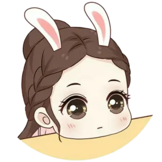 🍄 8a2760d1 oreilles de lapin, mignon, dessin animé, fille, chibi whatsapp sticker
