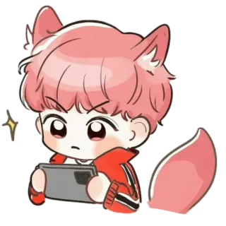 🍄 d0a3bb55 renard, gaming, kawaii, anime, mignon, garçon whatsapp sticker