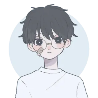 🍄 e0a0d9ed garçon, lunettes, pansement, dessin animé whatsapp sticker