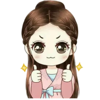 🍄 f71be086 Fille anime, Pouce levé, Mignon, Étincelles, Dessin animé whatsapp sticker