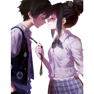 ❤ a5d76274 Anime, Casal, Romance, Amor, Adolescentes, Arte, Ilustração telegram sticker