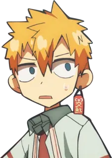 😒 1d0090dd Minamoto Kou Toilet-bound Hanako-kun Anime, Personaggio, Espressione, Preoccupato, Manga telegram sticker