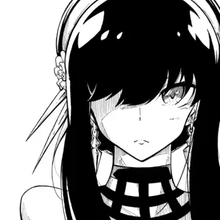 ☹️ 314fcf30 Yor Forger Spy x Family Anime, Yor Forger, Spy x Family, Czarno-białe, Manga whatsapp sticker