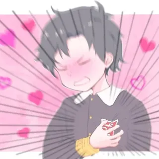 ❤️ 88d25352 anime, rumieniec, serca, kreskówka, chłopak, miłość, mundurek szkolny whatsapp sticker