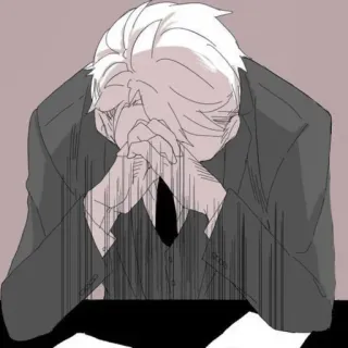 🤦‍♂ a76b887d smutny, przygnębiony, mężczyzna, garnitur, anime, biuro, sfrustrowany whatsapp sticker