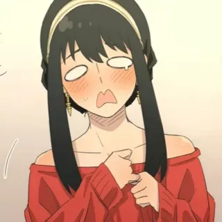 😵‍💫 c4324b17 Yor Forger Spy x Family Anime, Spy x Family, Yor Forger, zawstydzona, dziewczyna anime, śmieszna mina whatsapp sticker