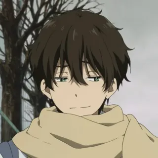 ☺️ 31e7c027 anime, character, manga, scarf, brown hair, green eyes telegram sticker
