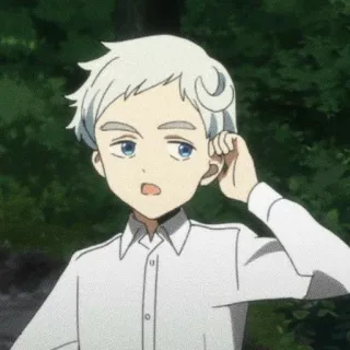 🤔 38e04cc1 Norman The Promised Neverland anime, character, boy, white hair, the promised neverland, norman telegram sticker