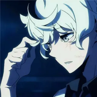 🤔 5949c81f anime, boy, white hair, sad, manga, cute telegram sticker