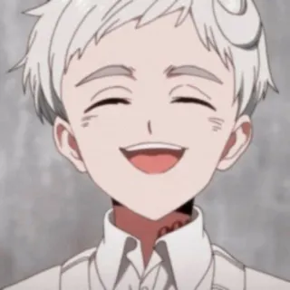 😈 8f3e50de Norman The Promised Neverland anime, norman, the promised neverland, cartoon, smile, white hair telegram sticker