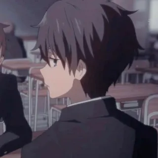 🙃 bdb8ddc6 anime, school uniform, boy, classroom, student telegram sticker