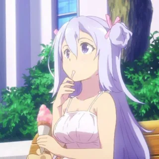 🥢 2a5c8c31 anime, girl, ice cream, white hair, cute, summer, cartoon telegram sticker