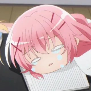 🍥 459c6df0 anime, sad, tired, manga, cartoon, character, pink hair telegram sticker
