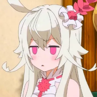 🥢 5f5de71a anime girl, cute, bored, pink eyes, white hair, anime character telegram sticker