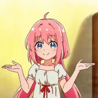 🍥 6d6fc2d6 anime girl, pink hair, shoulder shrug, cute, cartoon, confused, innocent telegram sticker