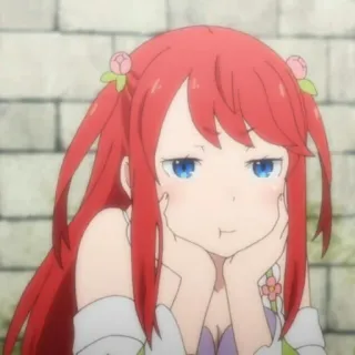 🥡 6f1a2de0 anime, red hair, cartoon, girl, cute, character telegram sticker