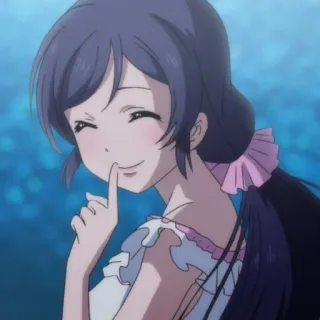 🥡 7a8073ba anime girl, cute, smiling, finger to lips, cartoon, character telegram sticker