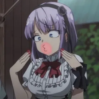 🥢 a02f3e43 anime, girl, purple hair, funny face telegram sticker