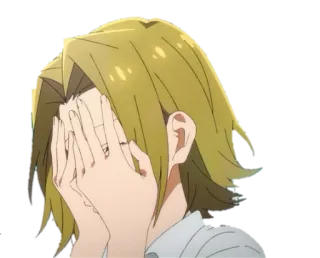 😳 c9e80142 anime, imbarazzato, facepalm, capelli biondi whatsapp sticker