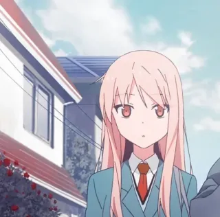 😮 5ce54359 Anime, Chica, Uniforme escolar, Linda, Pelo rosa whatsapp sticker