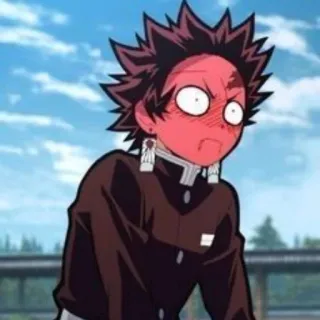 🌈 e0962d76 Tanjiro Kamado Demon Slayer Anime, Demon Slayer, Tanjiro, choqué, rougissant, Manga telegram sticker