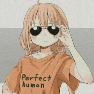 🌈 e6c0631c Perfect human Fille anime, Lunettes de soleil, Mignon, Dessin animé, Autocollant, Anime, Manga telegram sticker