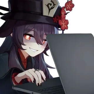 😁 c8adb3c9 Hu Tao Genshin Impact Anime, Videogioco, Personaggio, Carino, Laptop, Sorrisetto telegram sticker