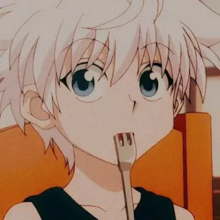 ⚜ 89575876 Killua Zoldyck Hunter x Hunter anime, boy, character, eating, cute telegram sticker