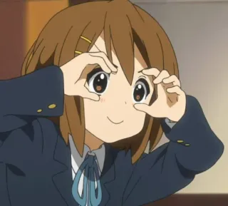 ⚜ d38fc2e6 Yui Hirasawa K-On! anime, school uniform, cute, happy, girl, smile telegram sticker