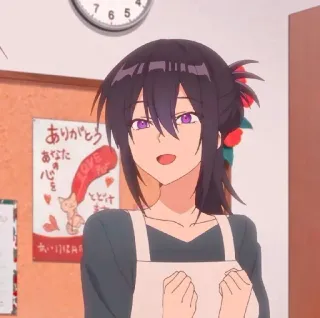 😀 3def15e1 ありがとう あなたの心をしを
あいは明日はあ anime, woman, apron, japanese text, cat, thank you telegram sticker