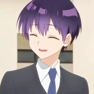😅 434b3cd9 anime, boy, smile, portrait, formal, purple hair telegram sticker