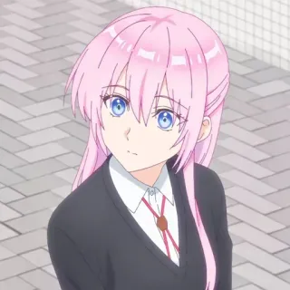 😕 57088f6c anime, pink hair, cute, girl, school uniform telegram sticker