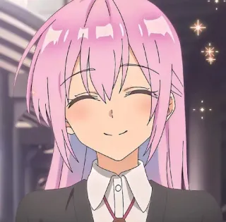 ☺️ 6e67c932 anime, cute, pink hair, smiling, girl, sparkle, happy telegram sticker