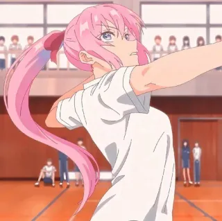 😤 b1220ddb anime, girl, pink hair, sports, volleyball telegram sticker