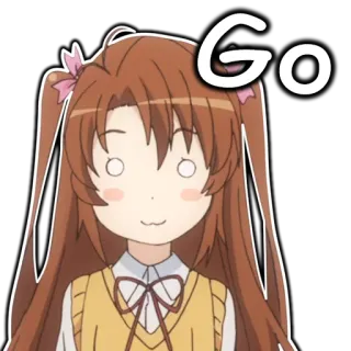 👍 1005e4f3 Go Anime, Dibujo animado, Chica, ¡Vamos!, Alegre, Feliz whatsapp sticker