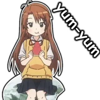 🌭 29c4a9e1 Yum-yum Anime, Chica, Comiendo, Ñam, Lindo, Dibujos animados whatsapp sticker