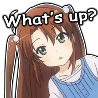 ✌️ 33bc4a21 What's up? anime, chica, pregunta, saludo, qué pasa whatsapp sticker