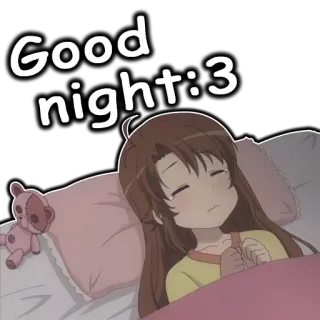🤤 3a6af551 Good night:3 buenas noches, dormilón, anime, dibujos animados, lindo, oso whatsapp sticker