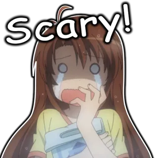 😱 3c09f006 Scary! asustado, anime, llorando, emocional, atemorizado, exclamación whatsapp sticker