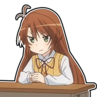 👊 3cbc1e97 Anime, Chica, Dibujo animado, Personaje, Escuela, Uniforme, Expresión, Enojado whatsapp sticker