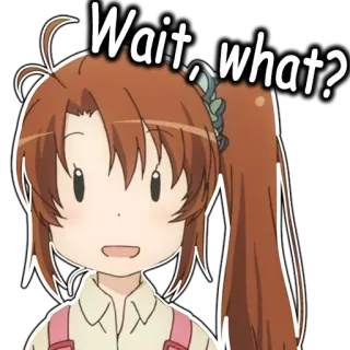 😣 6404bb56 Wait, what? anime, pregunta, confundida, expresión, dibujos animados, chica, coleta whatsapp sticker
