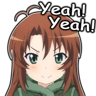 🙂 7d8d720a Yeah! Yeah! Anime, Chica, Feliz, Sí, Expresión, Dibujo animado whatsapp sticker