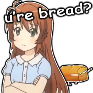 😕 86128dbd u're bread? pan, anime, lindo, pregunta, comida, dibujos animados whatsapp sticker