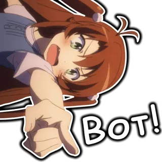 👇 b76ff3d1 BOT! Animé, Fille, Montrer du doigt, Robot telegram sticker