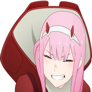 😊 0b58d3c0 Zero Two Darling in the Franxx 애니메이션, 제로투, 달링 인 더 프랑키스, 와이푸, 분홍머리, 애니 여자 whatsapp sticker