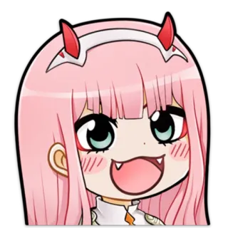 🤗 0ef486c8 Zero Two 애니메이션, 만화, 귀여운, 소녀, 카와이, 분홍 머리, 제로투, 달링 인 더 프랑키스 whatsapp sticker