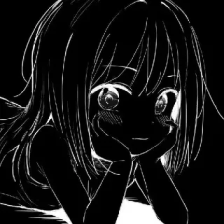 🤗 606620c8 Anime, Manga, Chica, Blanco y negro, Lindo, Dibujo animado, Retrato telegram sticker