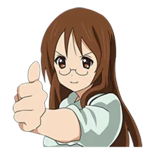 👍 faf6634d Anime, Gadis, Jempol ke atas, Kacamata, Kartun telegram sticker